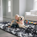 yongyangjuxin Fluffy Rug Shag Area Rug, Mottling Black 6x9 Area Rugs - Image 5