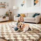 Checkered Rug for Bedroom, 2x6 Beige and White Area Rugs, Classic Checkered - Image 5