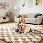 Checkered Rug for Bedroom, 2x4 Beige and White Area Rugs, Classic Checkered - Image 5
