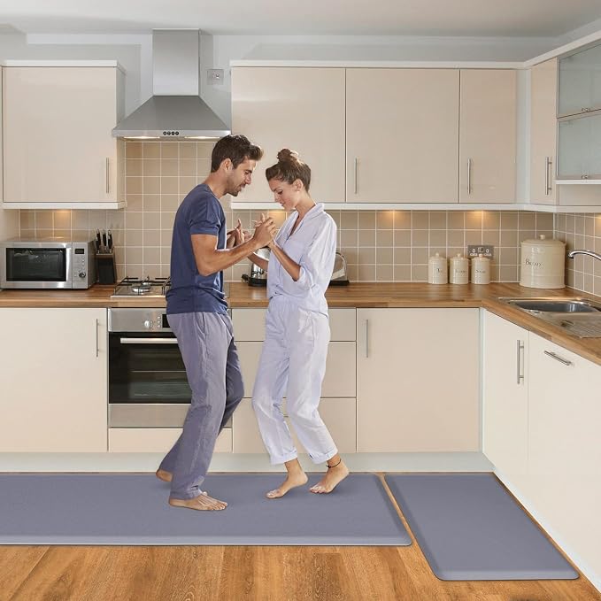 HappyTrends Kitchen Mat, 17.3"x28"+17.3"x60" Grey, Cushioned Comfort - Image 6