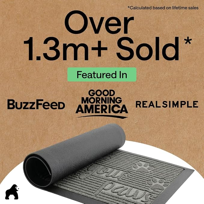 GORILLA GRIP 100% Waterproof All-Season WeatherMAX Doormat US Designed Natural - Image 5