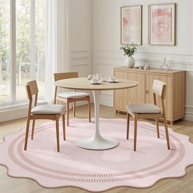 Washable 6ft Area Rugs for Living Room, Solid Pink Non Slip Rugs for Bedroom - Image 7