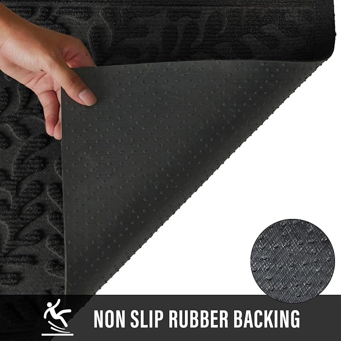 HIYARD Front Door Mat, Absorbent Dirt Trapping Welcome Door Mat Indoor Outdoor - Image 3