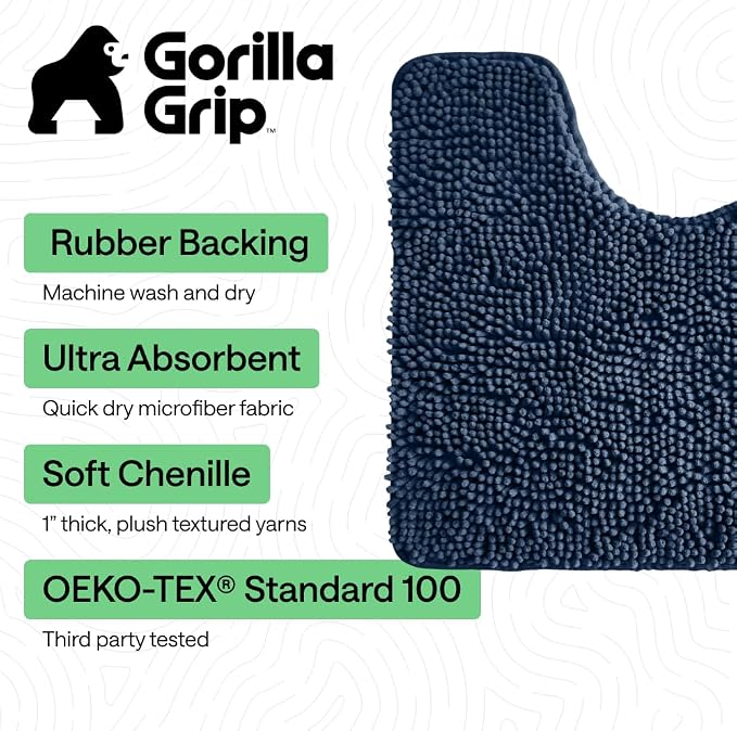 GORILLA GRIP Plush Absorbent Shaggy Chenille Bath Rug Mat - Image 3