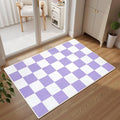 Terrug Purple and White Checkered Rug by TerrugHomeDecor