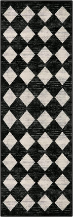 Checkered Kitchen Runner Rug 2x6 Black, Non Slip Washable Hallway Bathroom - Image 9