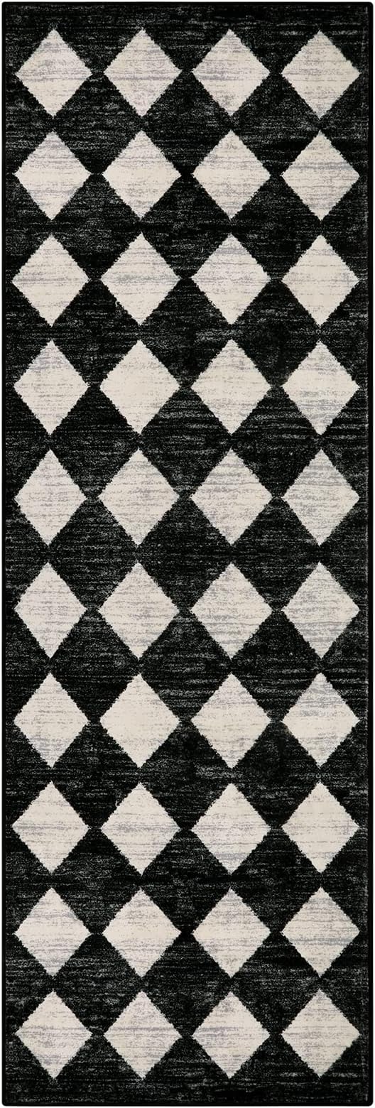 Checkered Kitchen Runner Rug 2x6 Black, Non Slip Washable Hallway Bathroom - Image 9