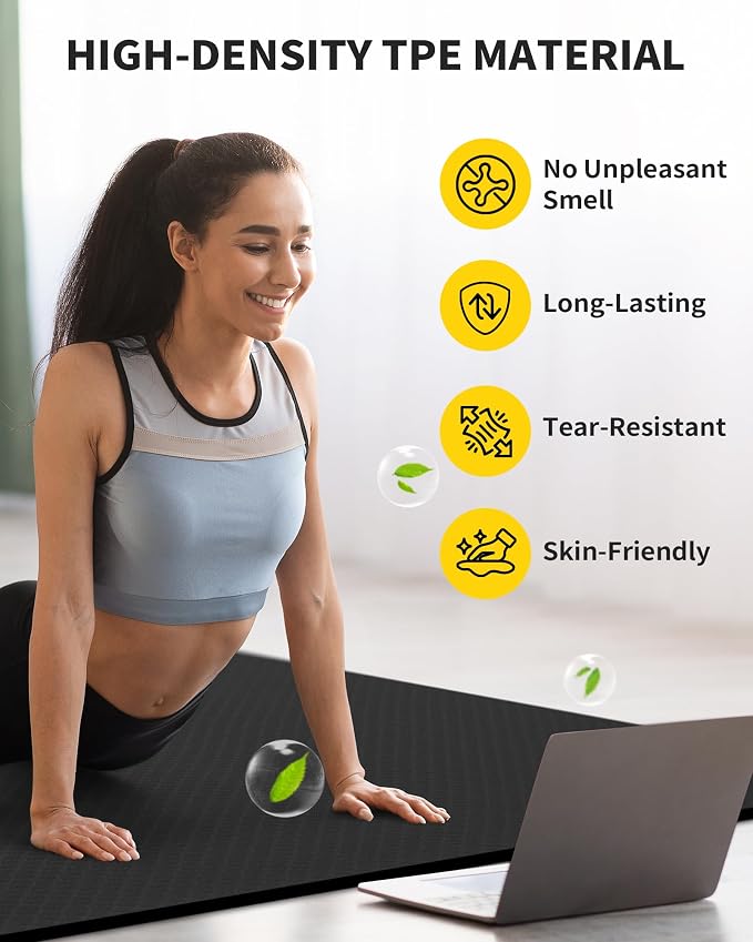 CAMBIVO Yoga Mat 72" x 48" Large Workout Mat - Image 5