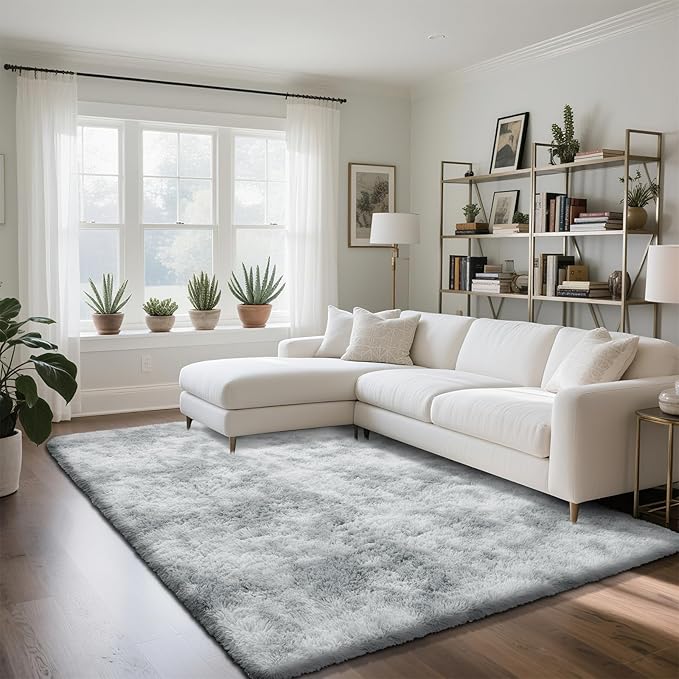 Fluffy Rug Shag Area Rug, Mottling Grey 4x6 Area Rugs by Yongyangjuxi