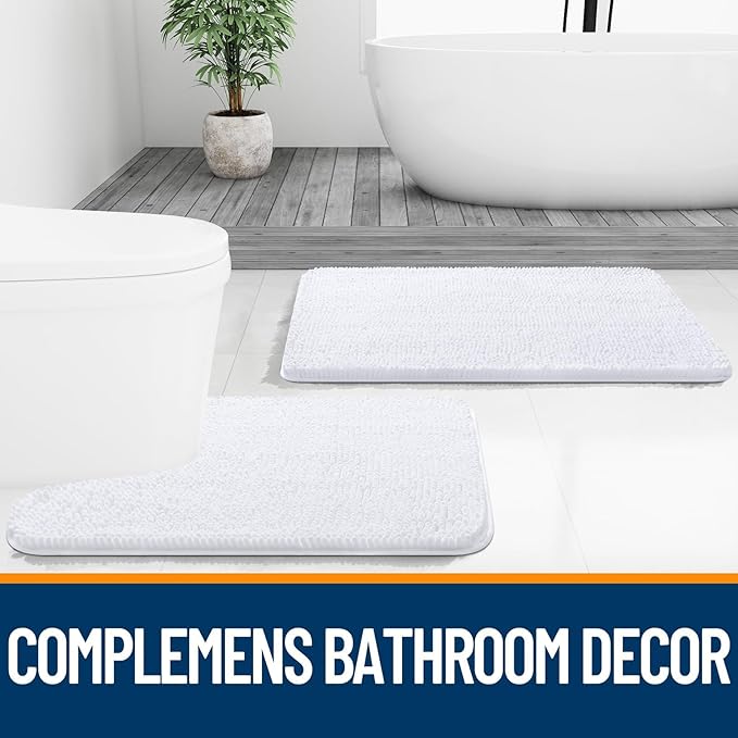 OLANLY Toilet Rugs U-Shaped 24x24, Extra Soft Absorbent Chenille Contour - Image 7