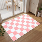 Terrug Pink and White Checkered Rug by TerrugHomeDecor