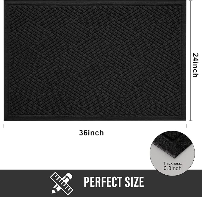 HIYARD Sturdy Front Door Mat, Absorbent Muddy Dirt Resist Welcome Door Mats - Image 2
