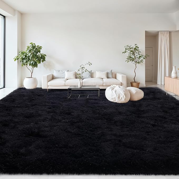 Mugorn Black Area Rugs 10x14 Living Room, Large Fluffy Rugs - Image 9