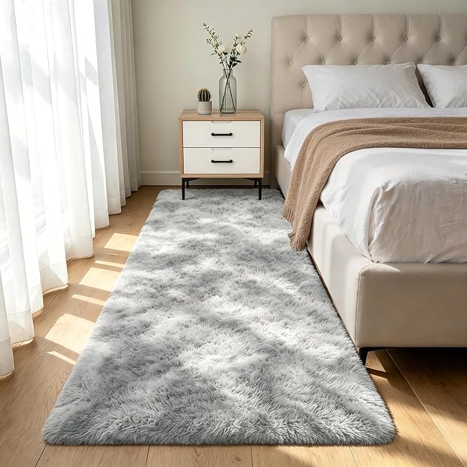 Shag Runner Rug for Bedroom Living Room 2x6 Upgrade Non-Slip Fluffy Soft by Boshengya