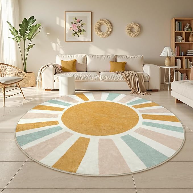LIVEBOX Washable Boho Rug 6ft Large Round Rug - Image 2