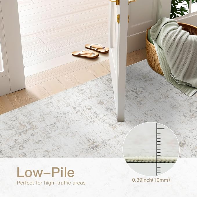 Washable 5×7 Area Rug for Living Room, Vintage Floral Rug Soft Non Slip Stain - Image 7