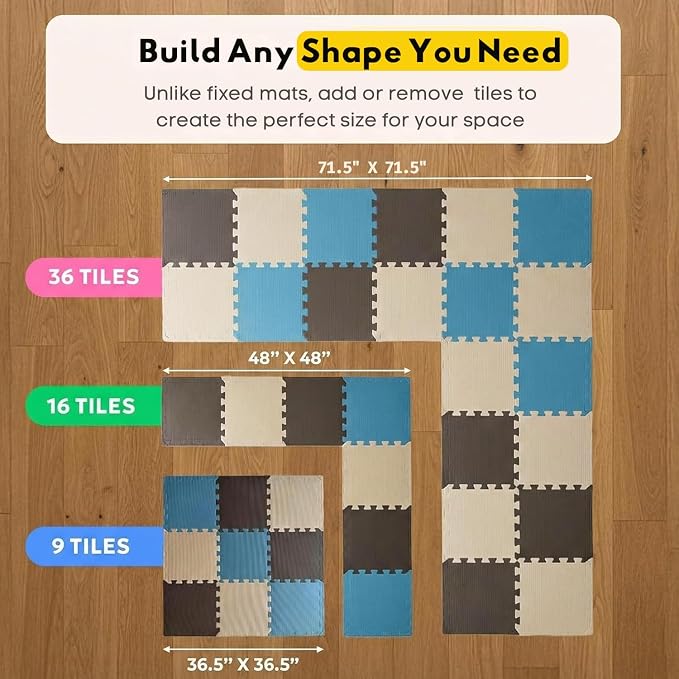 MioTetto Baby Play Mat, Comfortable Playtime Mat – Portable Foam Floor Tiles - Image 2