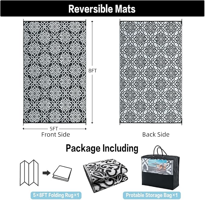 HUGEAR Outdoor Rug for Patios Clearance, Waterproof Mat, Large Outside Carpet - Image 2