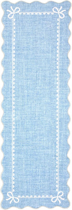 GarveeHome Scalloped Bow Rug for Living Room, Solid Blue Rug for Dorm, Washable - Image 4