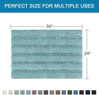 H.VERSAILTEX Bath Mats for Bathroom Non Slip Extra Thick Chenille Striped Bath - Image 2