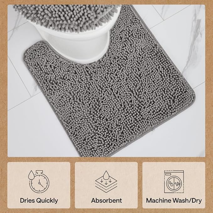GORILLA GRIP Plush Absorbent Shaggy Chenille Bath Rug Mat - Image 7
