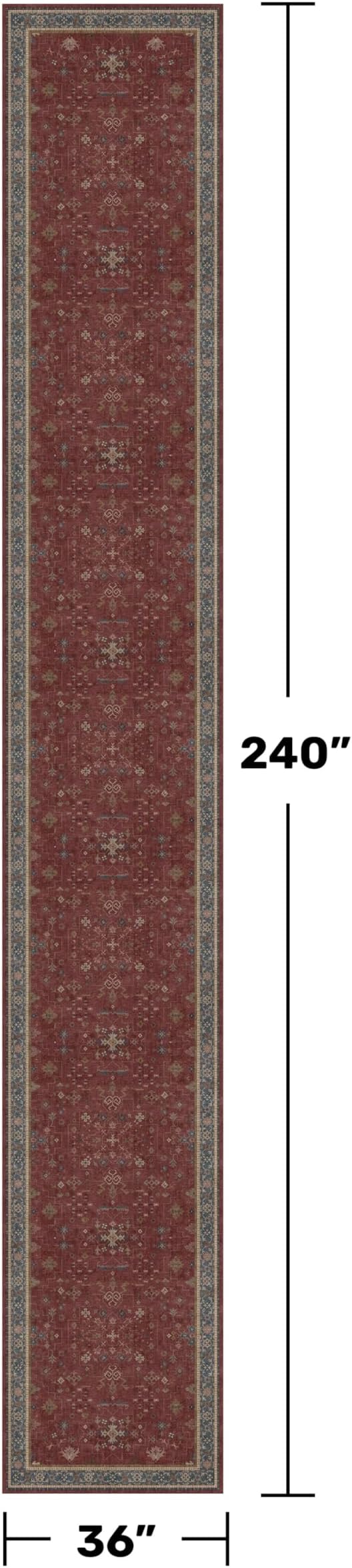 Hazo Haus Burgundy Washable 3x20 Extra Long Hallway Runner Rug, Neutral Boho - Image 2