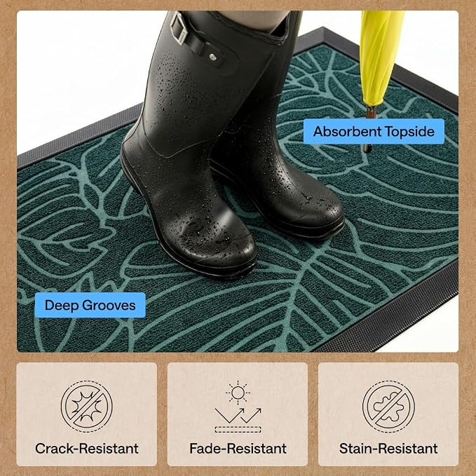 GORILLA GRIP 100% Waterproof All-Season WeatherMAX Doormat, US Designed Natural - Image 6