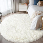Round White Rug for Bedroom, 6 ft Circle Area Rugs for Living Room, Soft Fluffy by WISHTREE
