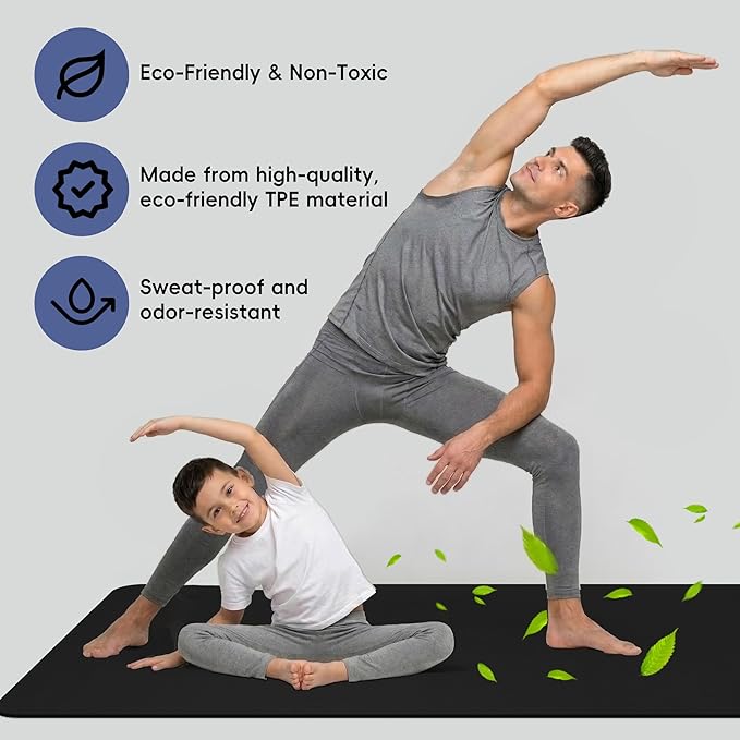 Extra Large Yoga Mat for Men, Oversized Non-Slip TPE Workout Mat for Home Gym - Image 6