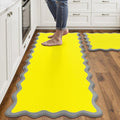 Arenarug Scalloped Yellow Gray Kitchen Mats Rugs Sets of 2 Cushioned Anti by ArenaRug