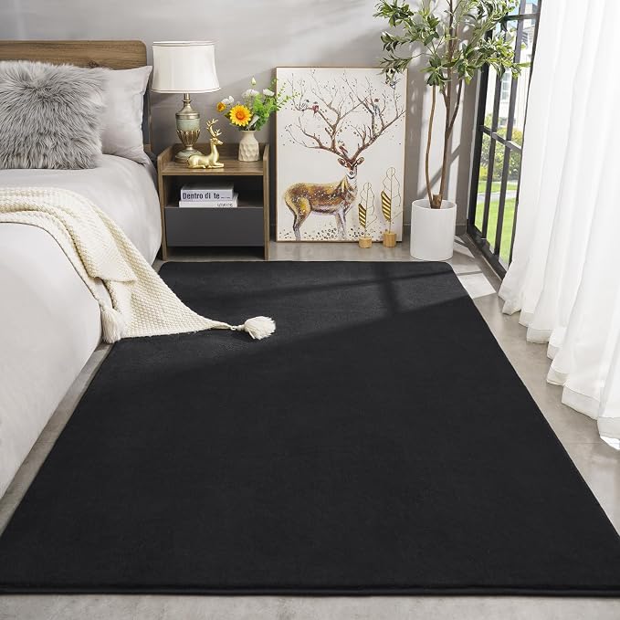 Amearea Large Modern Area Rugs for Bedroom Living Room, 6x9 Feet Black - Image 2