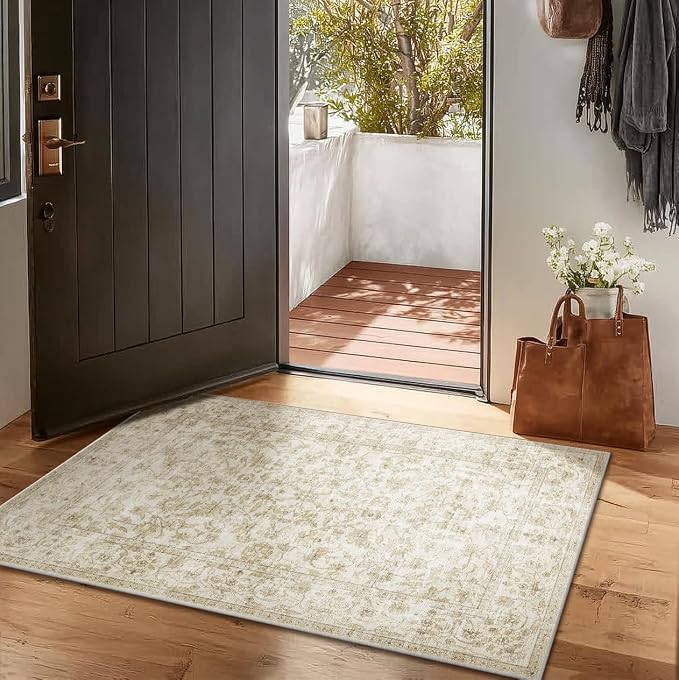 Machine Washable Area Rugs for Entryway: Door Mat Indoor Entrance 2x3 Boho Rug - Image 2