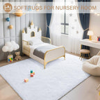 BENRON Fluffy Rugs for Living Room 5x8 White, Washable Large Area Rugs for - Image 5