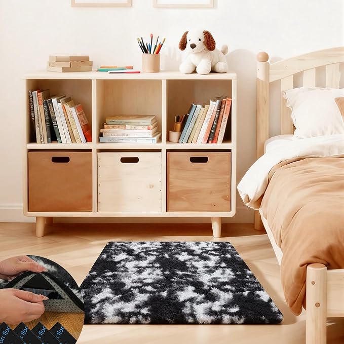 Black and White Rugs for Bedroom, 2x3 Fluffy Area Rugs for Living Room by Unknown