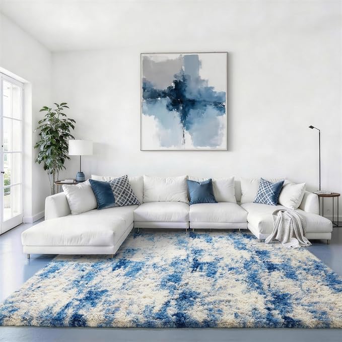 Ophanie 6x9 Blue and Gray Area Rugs by Ophanie