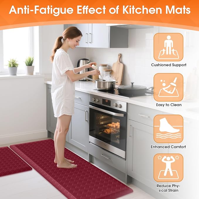 TranquilRelax 4/5 Inch Thick 2-Piece Anti-Fatigue Kitchen Mats, Cushioned - Image 5
