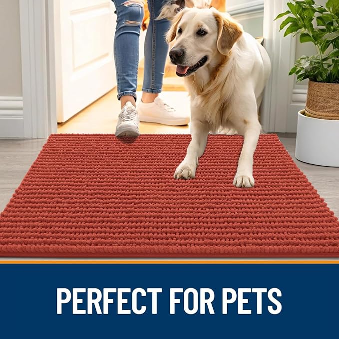 OLANLY Dog Door Mat for Muddy Paws 44x24, Ultra Absorbent Chenille Mud Doormat - Image 6