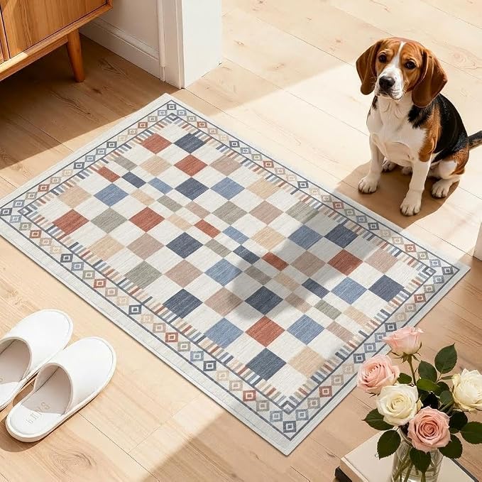 GarveeHome 2x3 Small Rug for Bathroom Machine Washable Modern Checkered Area - Image 9