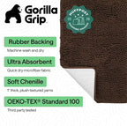 GORILLA GRIP Bath Rug Mat 60x24, Thick Soft Absorbent Chenille, Quick Dry - Image 2