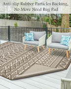 Outdoor Rug Carpet 5x8 ft, Flatweave Textured Outdoor Patio Rug Non Slip Indoor - Image 3