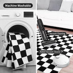 Terrug Black and White Checkered Rug - Image 6
