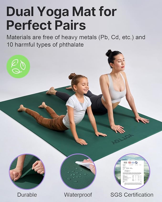 YOTTOY Large Yoga Mat, Extra Wide TPE Exercise Mat, Non-Slip Workout Mat - Image 3