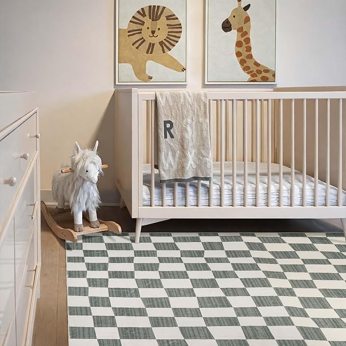 jinchan 5x7 Checkered Area Rugs - Image 9