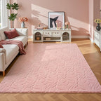 4x6 Pink Washable Area Rug for Girls Bedroom, Leaf Geometric Patter Shag by VisittheFlagover