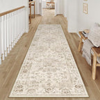 3x12 Washable Neutral Runner Rug Beige Vintage Hallway Kitchen Carpet Non-Slip by WondRg