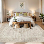 Rugxara 5X7 Washable Area Rug for Living Room, Vintage Neutral Large Boho Rugs - Image 2