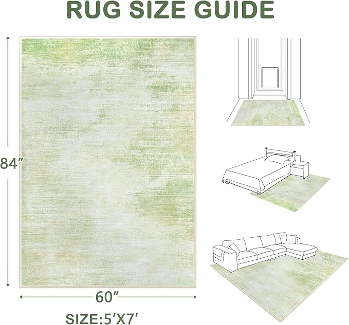 Area Rugs 5x7 Living Room: Washable Rug Modern Abstract Rugs Soft Non Slip - Image 2