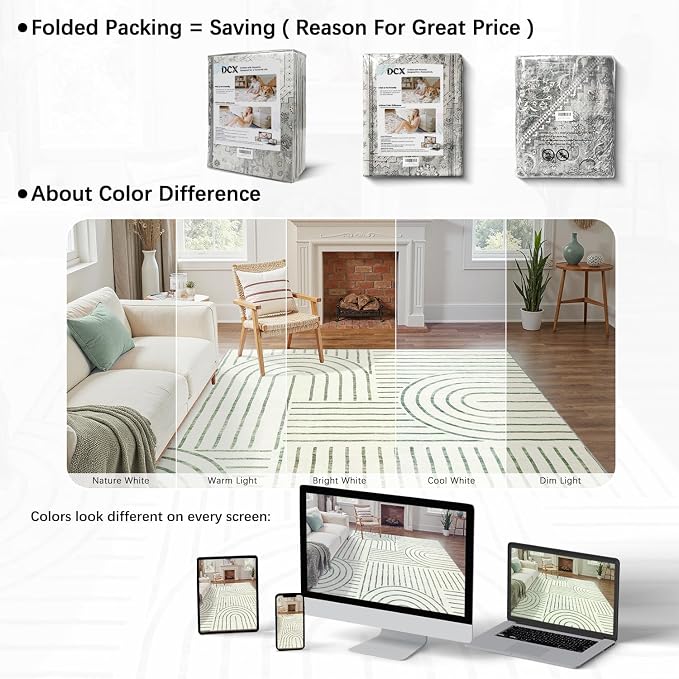 DCX Abstract Machine Washable 8x10 Rug, Sage Green Modern Accent Rug - Image 6
