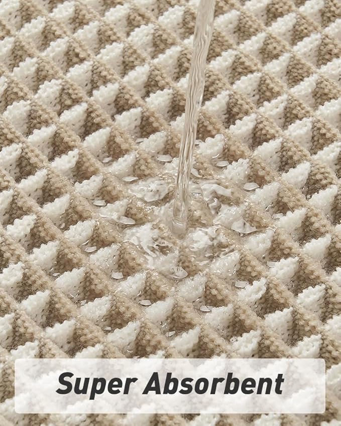 Upgraded Waffle Bath Mat Set of 2 Super Absorbent Non Slip Bath Mats - Image 3