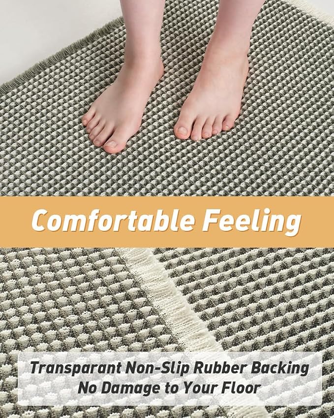 AMOAMI Upgraded Waffle Runner Rug Super Absorbent Non Slip Bath Mats - Image 3